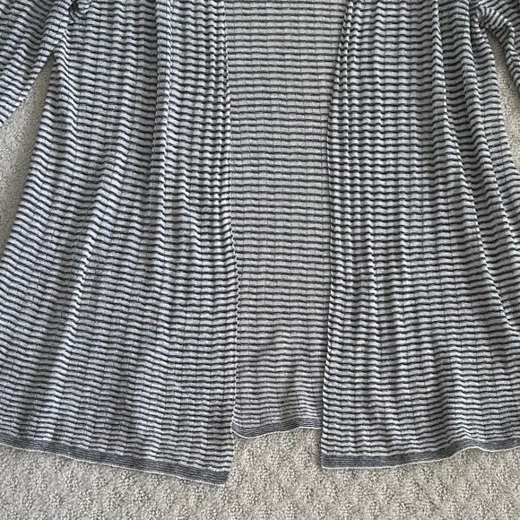 Eileen Fisher Open-Front Lightweight Linen Cardigan Cream/Black Size Small - Picture 6 of 14